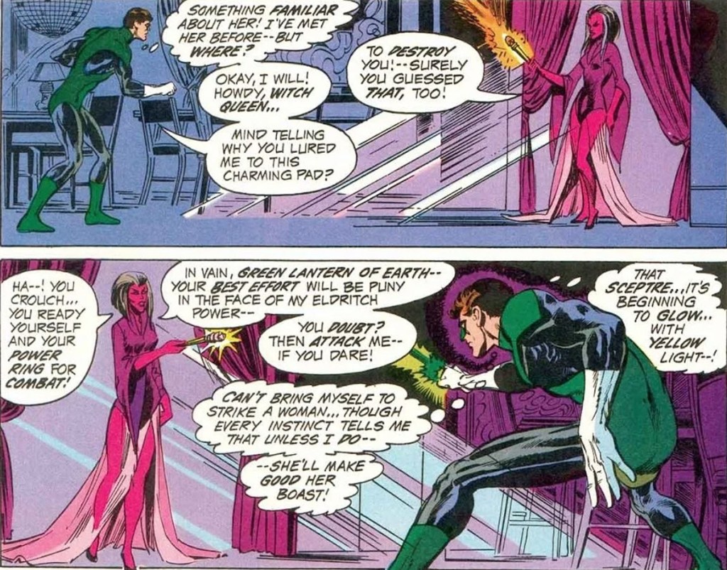 Hal Jordan confronts Witch Queen in Green Lantern Green Arrow #82