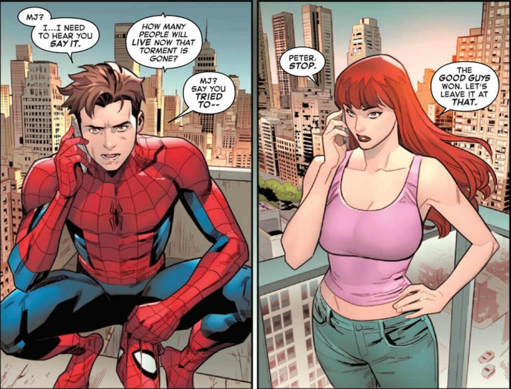 Peter confronts MJ on death of Torment in Amazing Spider-Man #27