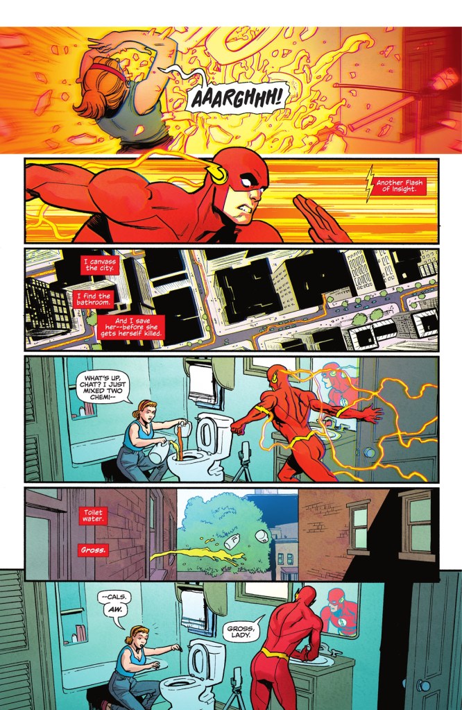 The Flash saves a woman from killing herself with an exploding toilet