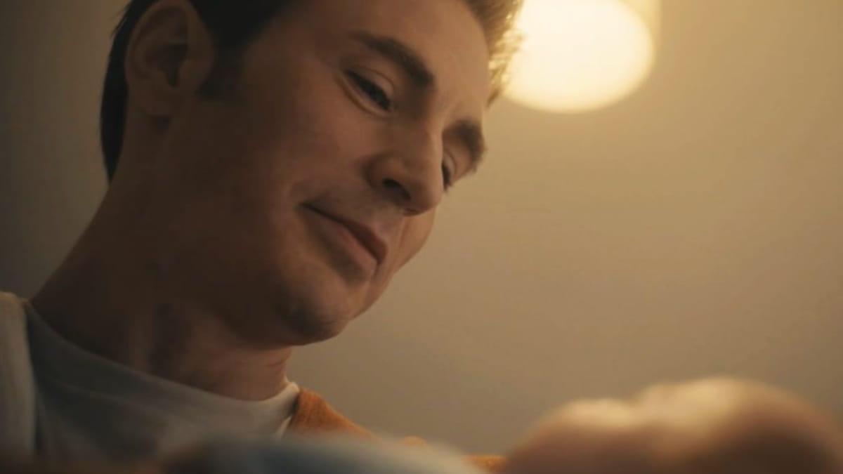 Chris Evans holding a baby in Avengers: Doomsday.