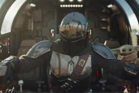 Mando and Grogu in a ship in The Mandalorian and Grogu.