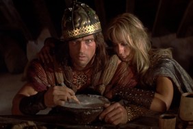 Arnold Schwarzenegger and Sandahl Bergman in Conan the Barbarian