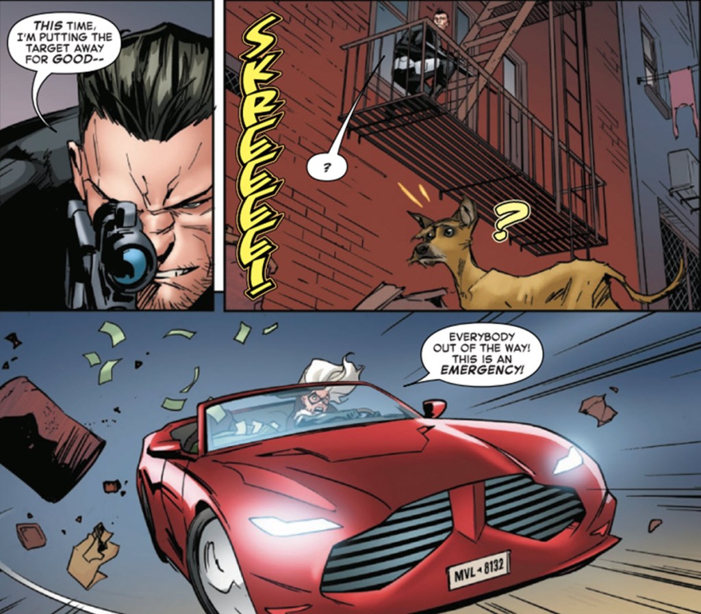 Black Cat kills Punisher's Dog in Black Cat #11