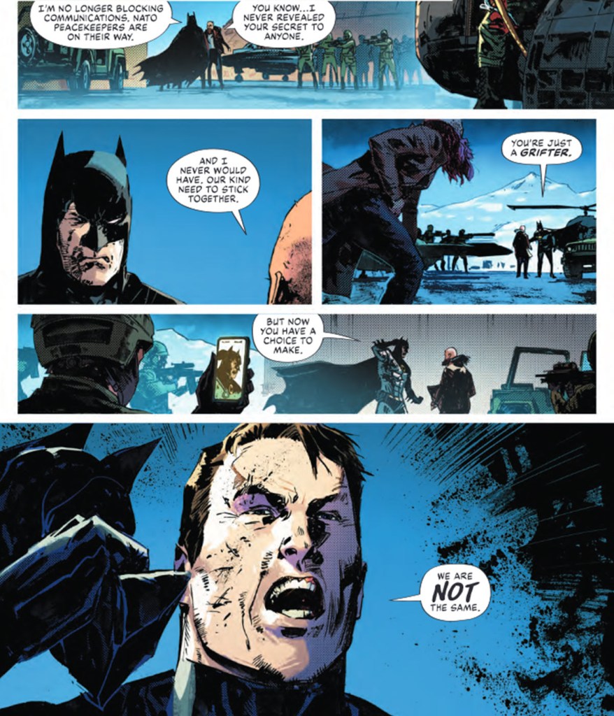 Bruce Wayne unmasked in Batman Green Arrow The Question Arcade #4