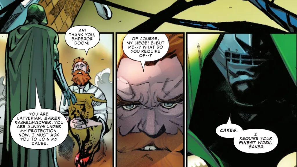 Doctor Doom saves a baker in Godzilla Infinity Roar #5
