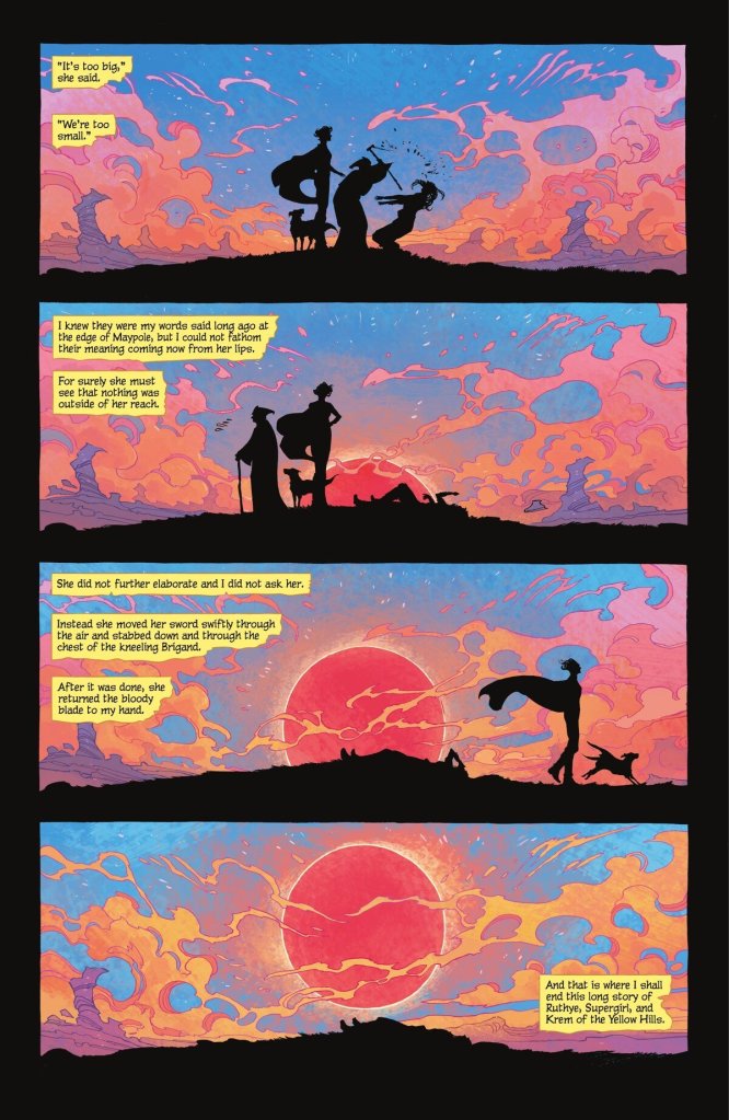 Final Scene of Supergirl Woman of tomorrow where Ruthye Kills Krem of the Yellow Hills