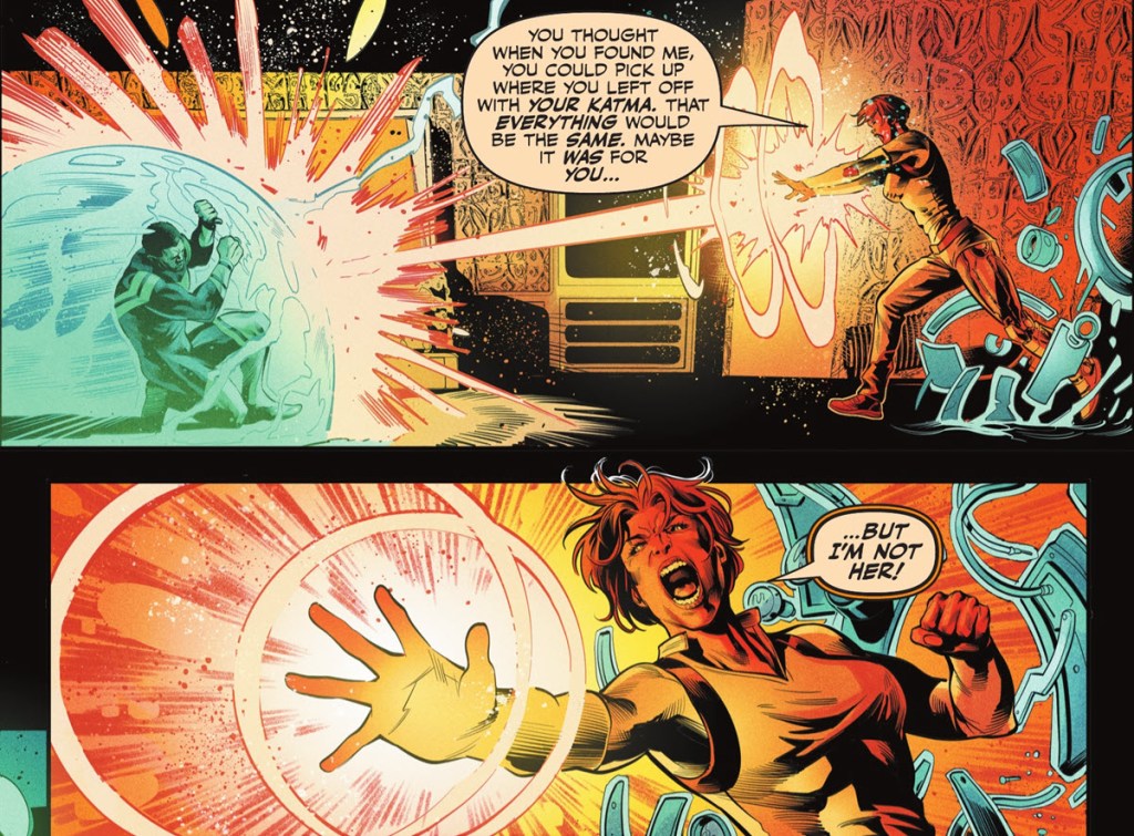 Katma Tui fights John Stewart in Green Lantern Corps #12