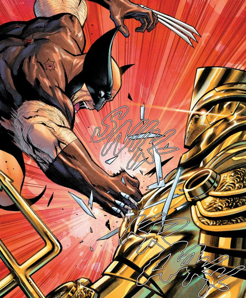 Logan breaks his claws fightning Adamantine in Wolverine #20