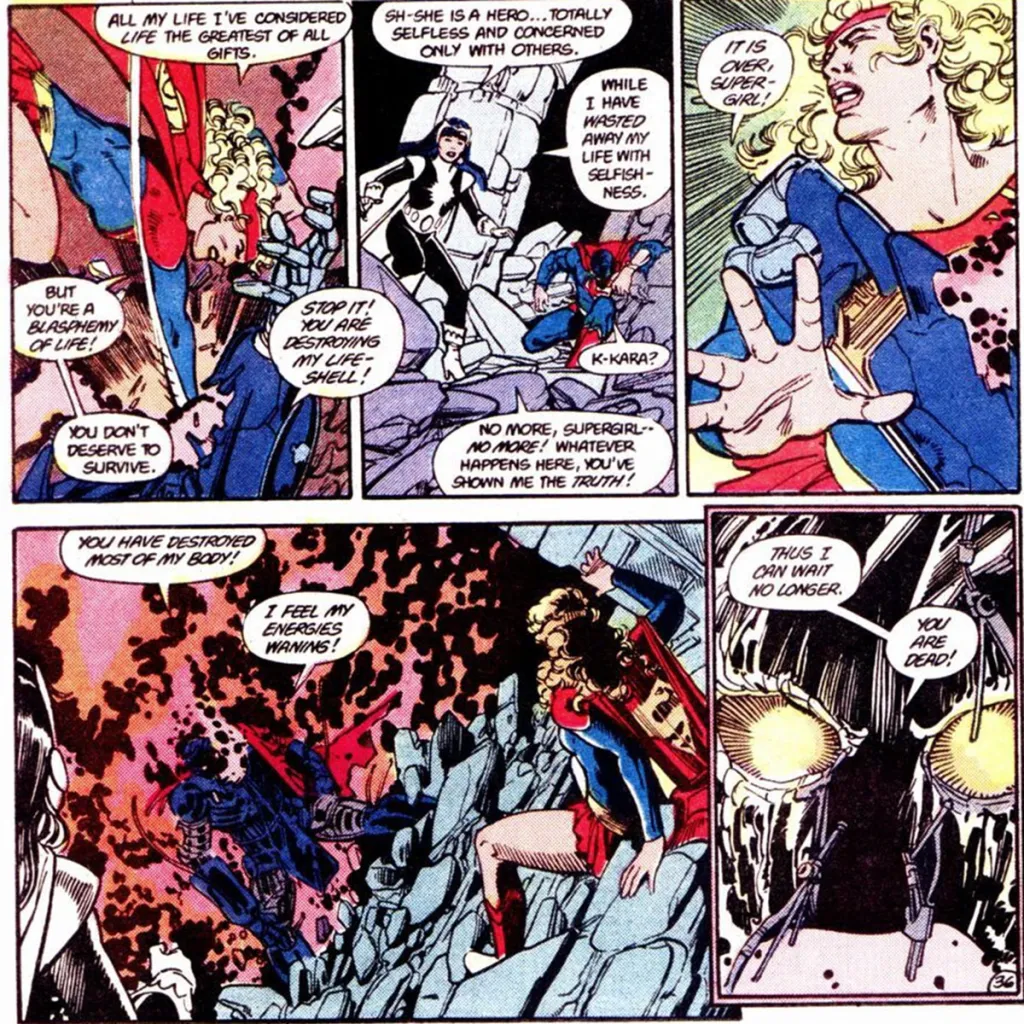 Supergirl tries to kill Anti-Monitor in Crisis on Infinite Earths #7