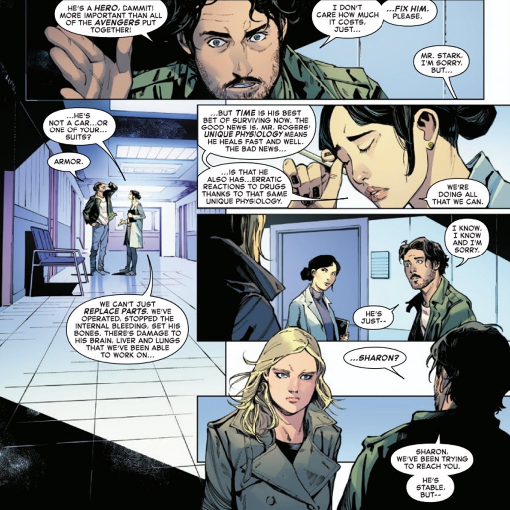 Tony Stark discusses Steve Rogers injuries in Captain America #12