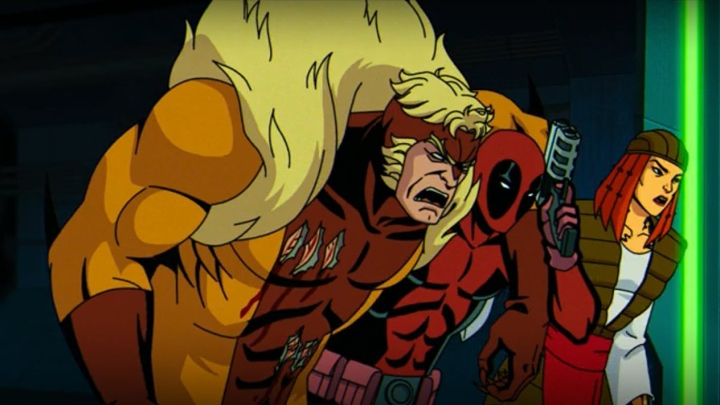 Sabretooth, Morph (as Deadpool) and Lady Deathstrike in X-Men '97