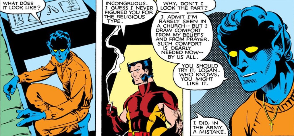 Wolverine finds Nightcrawler praying in Uncanny X-Men #165