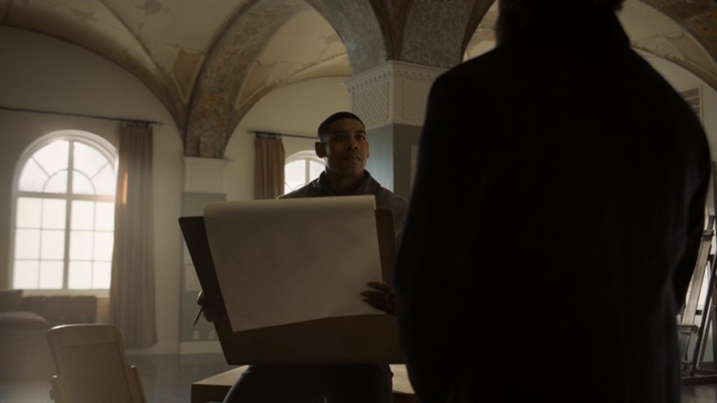 John Stewart with sketch pad creating drawings for Guardian in Lanterns Season 1 Episode 3 OutKast