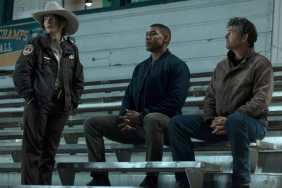 Kelly Macdonald, Aaron Pierre, and Kyle Chandler in Lanterns.