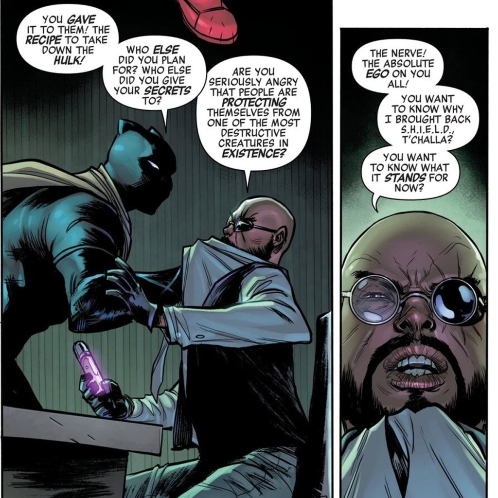 Nick Fury and Black Panther argue in Avengers Armageddon #3