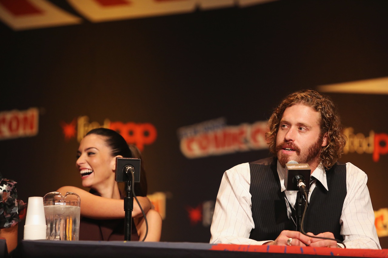 NEW YORK, NY - OCTOBER 09:  Actors Genesis Rodriguez and T.J. Miller attend Walt Disney Studios' 2014 New York Comic Con presentation of "Big Hero 6" at the Javits Convention Center on Thursday October 9, 2014 in New York City.  (Photo by Jason Carter Rinaldi/Getty Images for Disney) *** Local Caption *** Genesis Rodriguez;TJ Miller