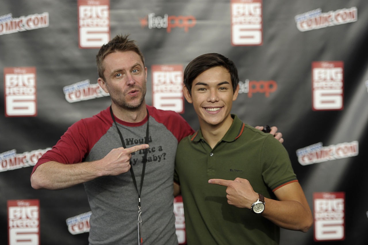 NEW YORK, NY - OCTOBER 09:  Panel Host Chris Hardwick (L) and actor Ryan Potter attend Walt Disney Studios' 2014 New York Comic Con presentations of "Big Hero 6" and "Tomorrowland" at the Javits Convention Center on Thursday October 9, 2014 in New York City.  (Photo by Stephen Lovekin/Getty Images for Disney) *** Local Caption *** Chris Hardwick;Ryan Potter
