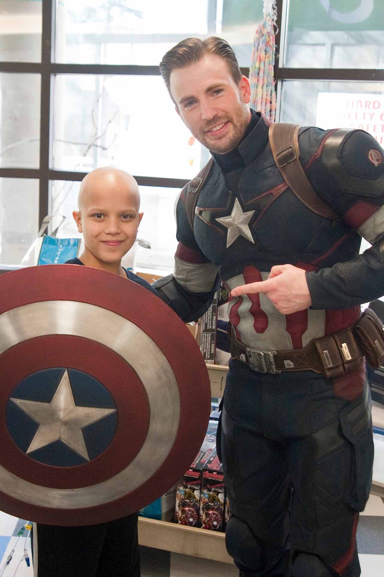 Chris Evans and Chris Pratt at Seattle Children's Hospital