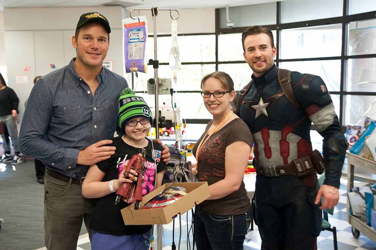 Chris Evans and Chris Pratt at Seattle Children's Hospital