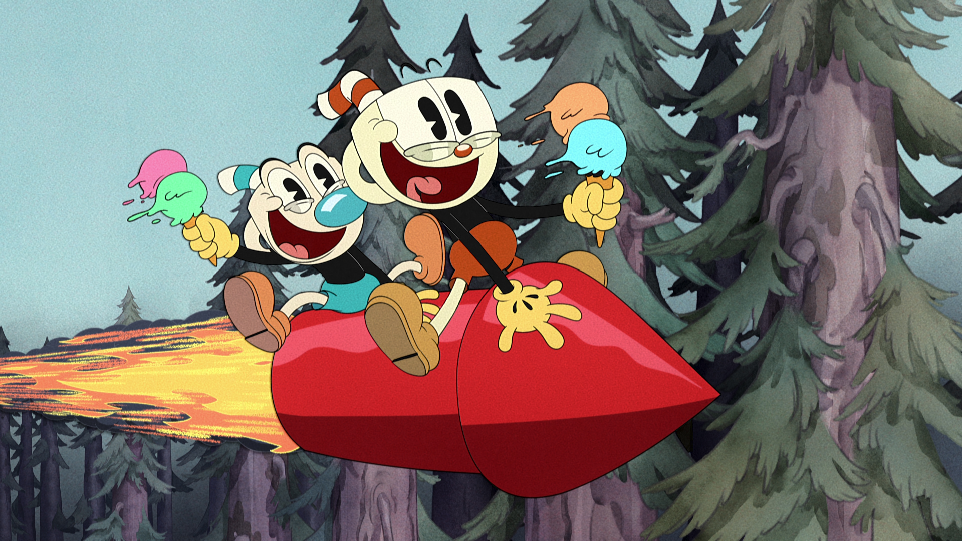 The Cuphead Show! (L to R) Frank Todaro as Mugman and Tru Valentino as Cuphead in The Cuphead Show! Cr. COURTESY OF NETFLIX © 2022