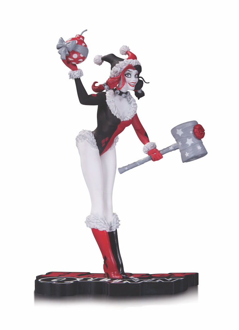 HARLEY QUINN: RED, BLACK AND WHITE HOLIDAY STATUE 