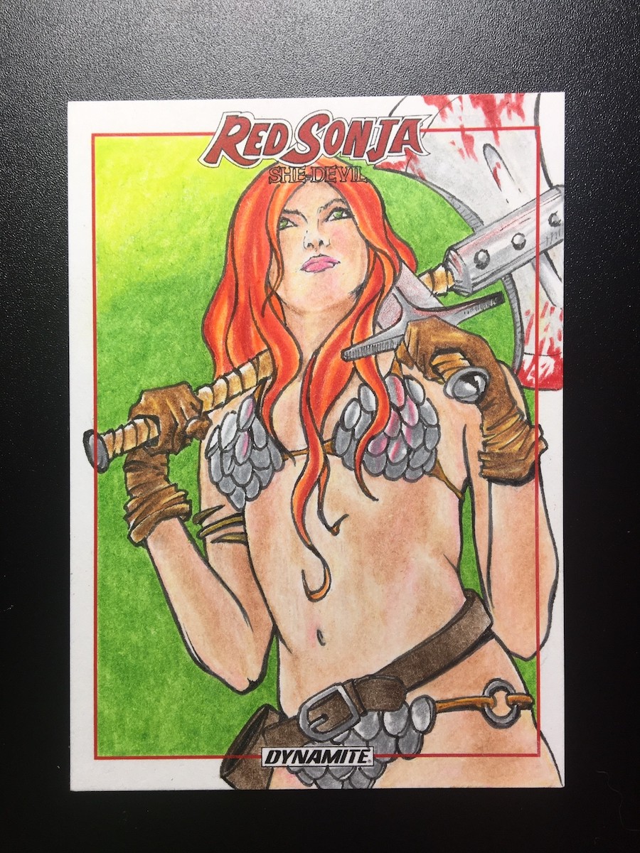 Red Sonja Hand-Drawn Sketch Card 6
