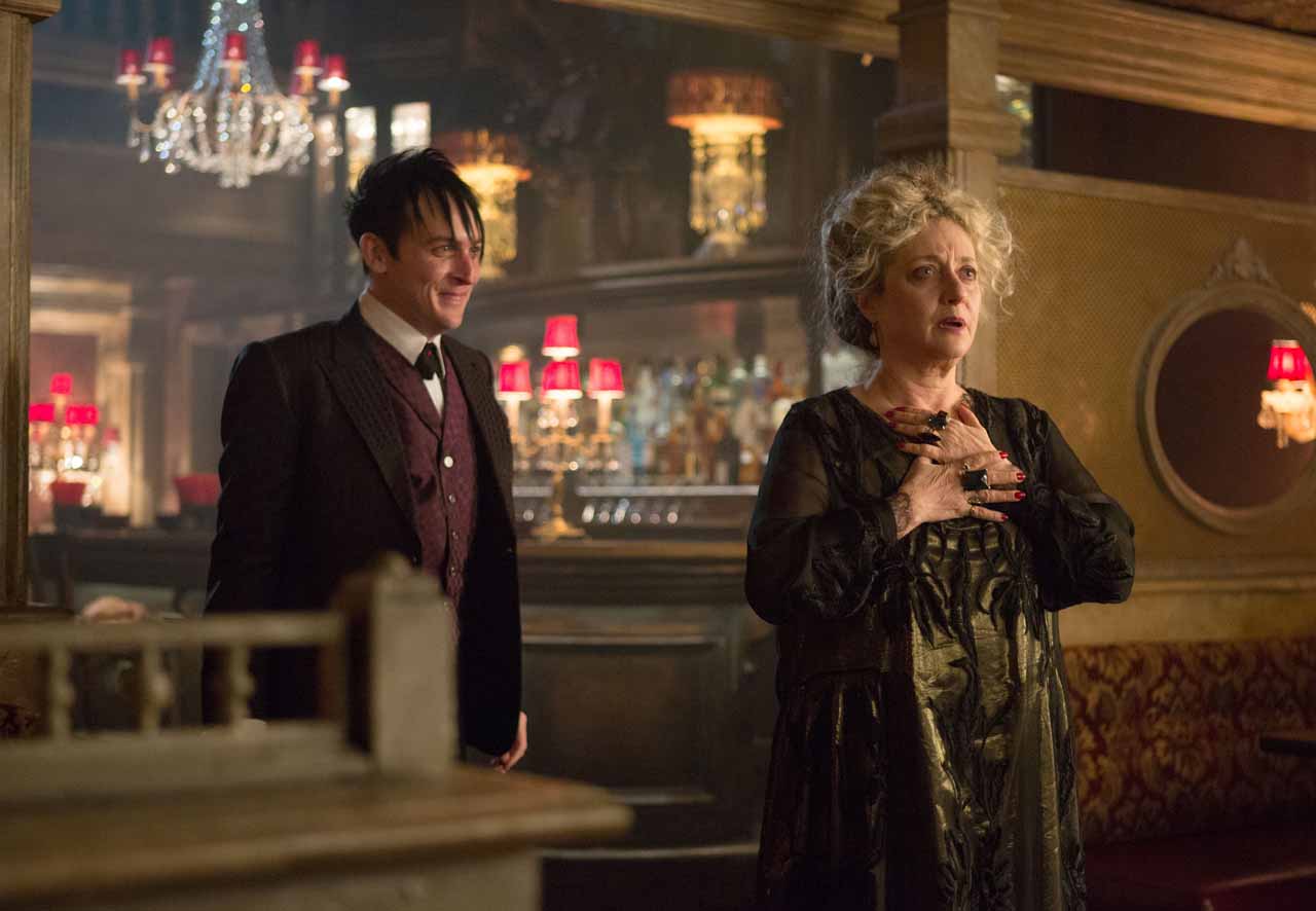 GOTHAM: Oswald Cobblepot (Robin Lord Taylor, L) surprises his mother, Gertrud (guest star Carol Kane, R), in the "Welcome Back, Jim Gordon" episode of GOTHAM airing Monday, Jan. 26 (8:00-9:00 PM ET/PT) on FOX. Â©2015 Fox Broadcasting Co. Cr: Jessica Miglio/FOX