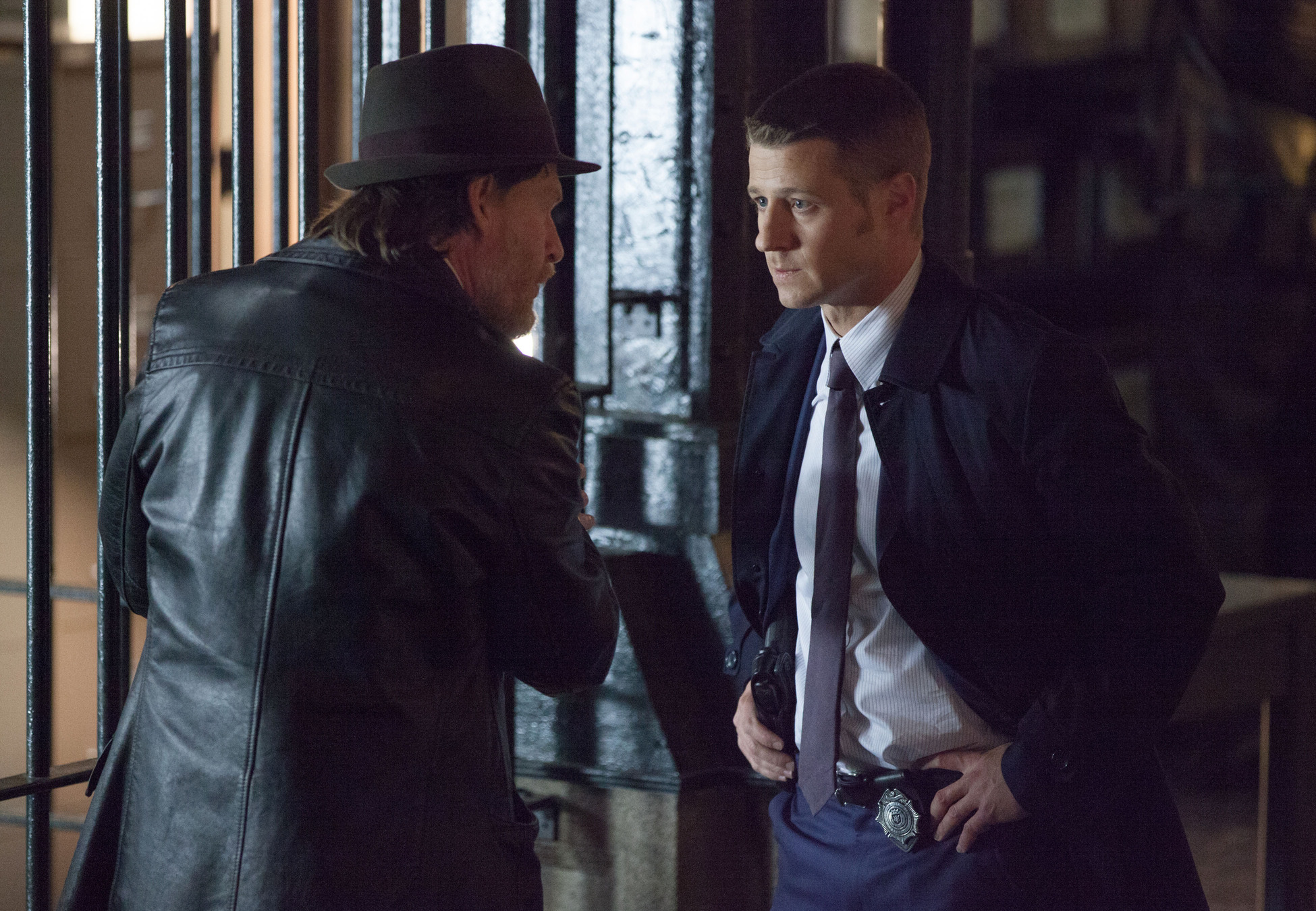 GOTHAM: Detectives James Gordon (Ben McKenzie, R) and Harvey Bullock (Donal Logue, L) disagree about ethics in the "The Mask" episode of GOTHAM airing Monday, Nov. 10 (8:00-9:00 PM ET/PT) on FOX. Â©2014 Fox Broadcasting Co. Cr: Jessica Miglio/FOX