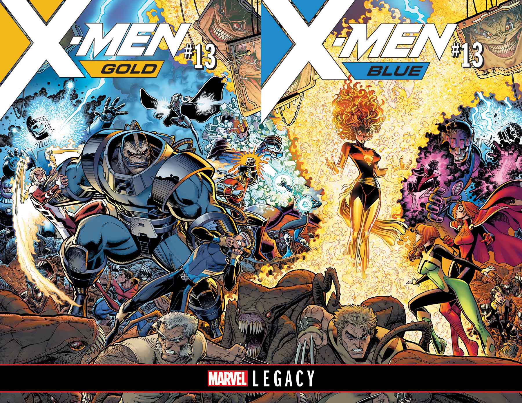 X-MEN BLUE AND GOLD INTERLOCKING COVERS