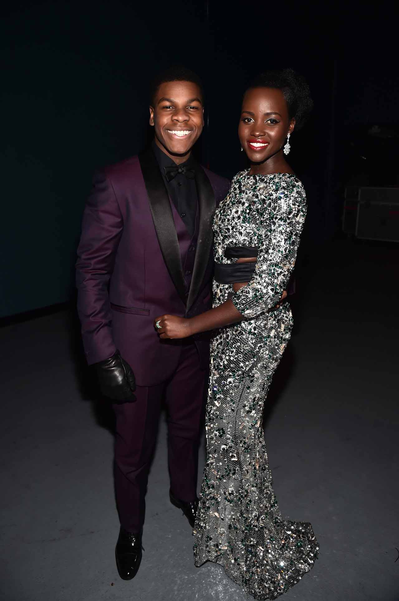 HOLLYWOOD, CA - DECEMBER 14: Actors John Boyega (L) and Lupita Nyong'o attend the World Premiere of ?Star Wars: The Force Awakens? at the Dolby, El Capitan, and TCL Theatres on December 14, 2015 in Hollywood, California.  (Photo by Alberto E. Rodriguez/Getty Images for Disney) *** Local Caption *** John Boyega;Lupita Nyong'o