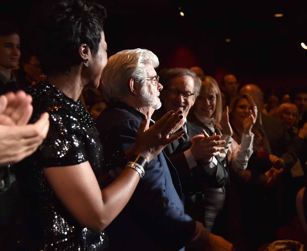 HOLLYWOOD, CA - DECEMBER 14: (L-R) Directors George Lucas (L) and Steven Spielberg attend the World Premiere of ?Star Wars: The Force Awakens? at the Dolby, El Capitan, and TCL Theatres on December 14, 2015 in Hollywood, California.  (Photo by Alberto E. Rodriguez/Getty Images for Disney) *** Local Caption *** George Lucas;Steven Spielberg