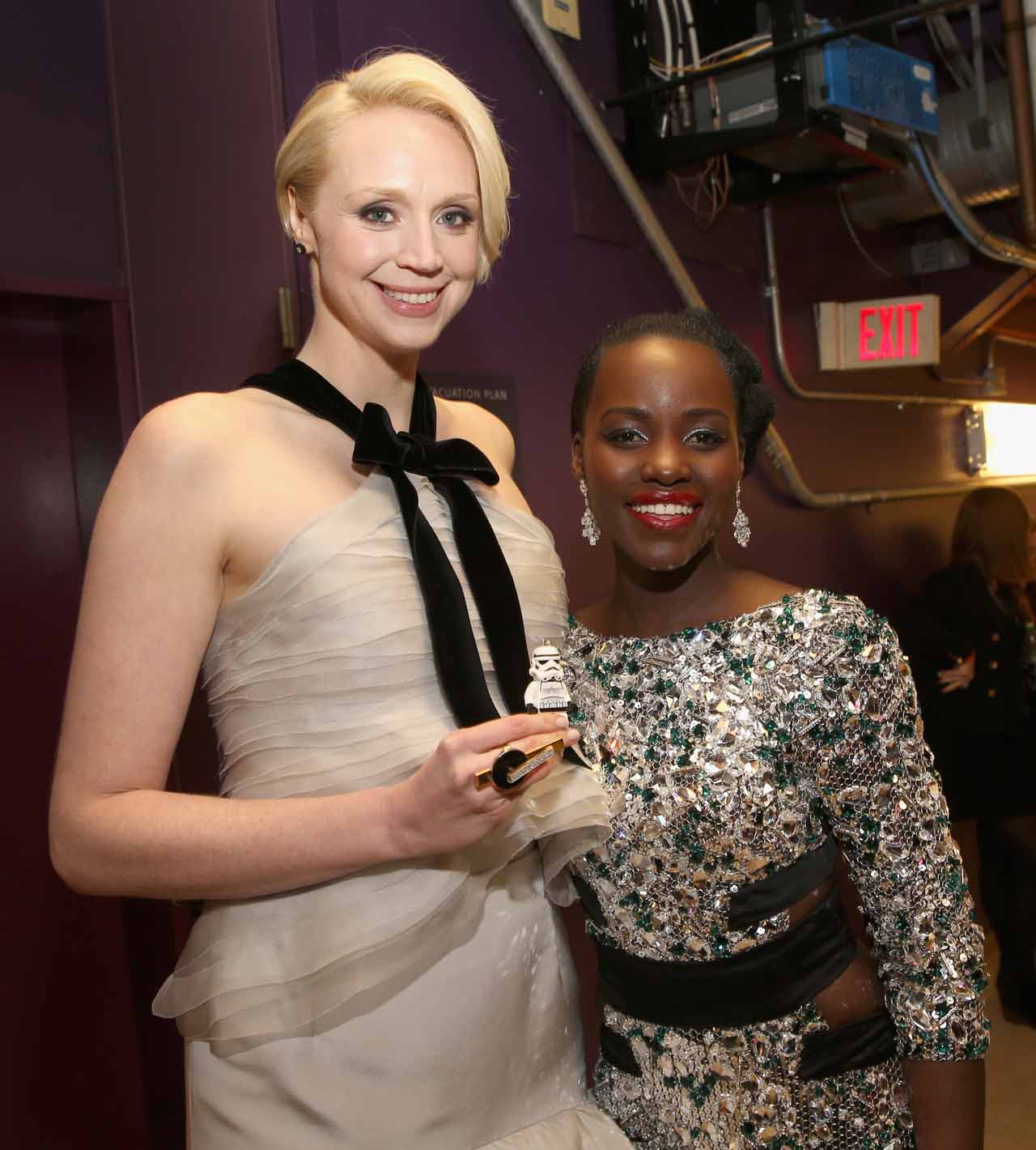 HOLLYWOOD, CA - DECEMBER 14:  Actresses Gwendoline Christie (L) and Lupita Nyong'o attend the World Premiere of ?Star Wars: The Force Awakens? at the Dolby, El Capitan, and TCL Theatres on December 14, 2015 in Hollywood, California.  (Photo by Jesse Grant/Getty Images for Disney) *** Local Caption *** Gwendoline Christie;Lupita Nyong'o