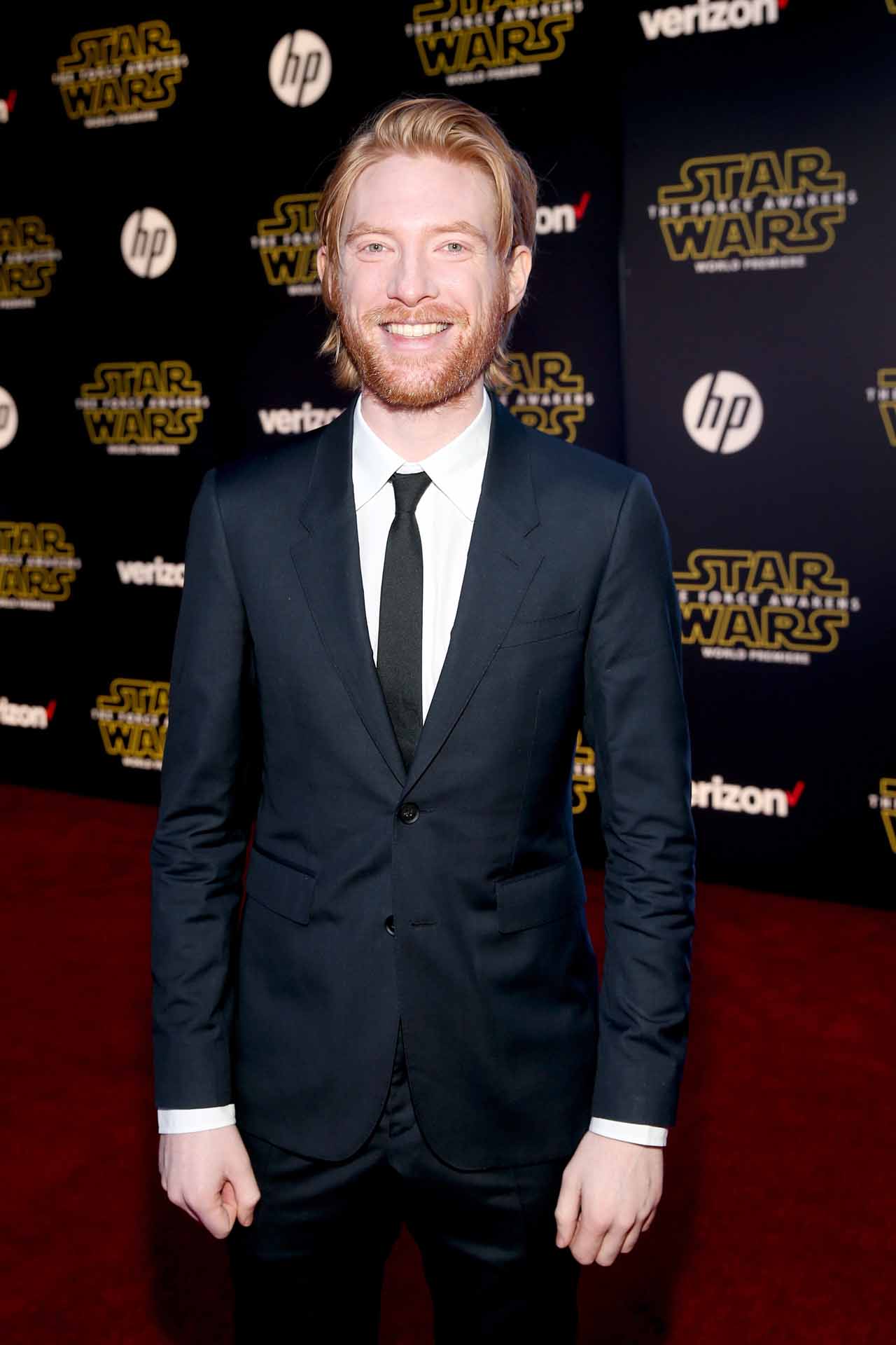 HOLLYWOOD, CA - DECEMBER 14:  Actor Domhnall Gleeson attends the World Premiere of ?Star Wars: The Force Awakens? at the Dolby, El Capitan, and TCL Theatres on December 14, 2015 in Hollywood, California.  (Photo by Jesse Grant/Getty Images for Disney) *** Local Caption *** Domhnall Gleeson
