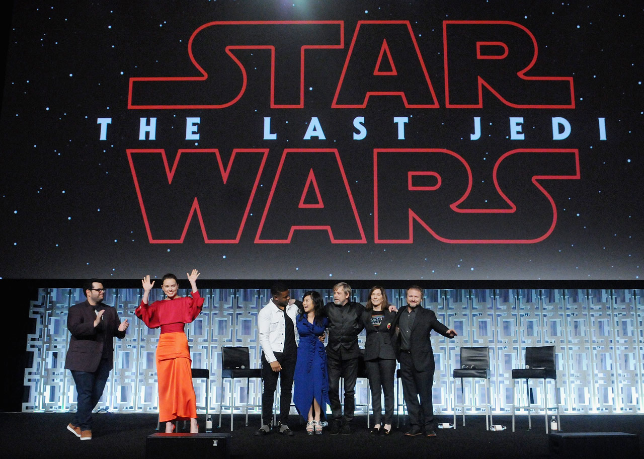 ORLANDO, FL - APRIL 14: Josh Gad, Daisy Ridley, Kelly Marie Tran, Mark Hamill, Katheen Kennedy and Rian Johnson attend the STAR WARS: THE LAST JEDI PANEL during the 2017 STAR WARS CELEBRATION at Orange County Convention Center on April 14, 2017 in Orlando, Florida.  (Photo by Gerardo Mora/Getty Images for Disney) *** Local Caption *** Josh Gad, Daisy Ridley, Kelly Marie Tran, Mark Hamill, Katheen Kennedy, Rian Johnson