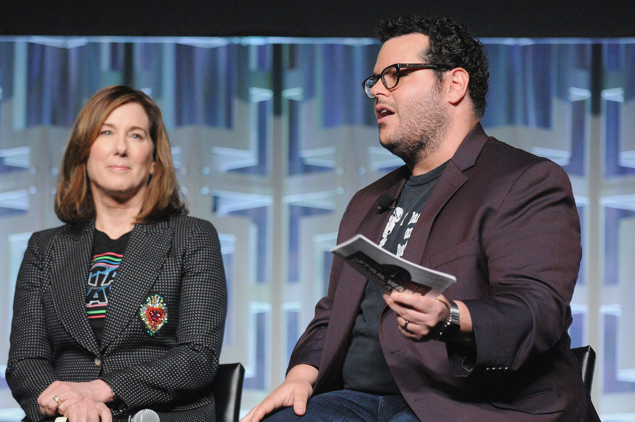 ORLANDO, FL - APRIL 14:  Kathleen Kennedy and Josh Gad attend the STAR WARS: THE LAST JEDI PANEL during the 2017 STAR WARS CELEBRATION at Orange County Convention Center on April 14, 2017 in Orlando, Florida.  (Photo by Gerardo Mora/Getty Images for Disney) *** Local Caption *** Kathleen Kennedy;Josh Gad
