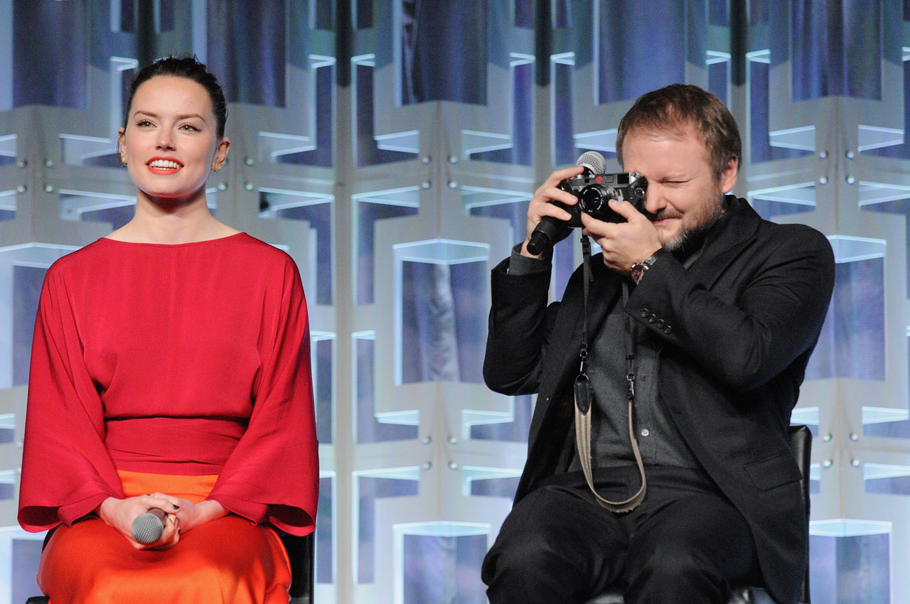 ORLANDO, FL - APRIL 14: Daisy Ridley and Rian Johnson attend the STAR WARS: THE LAST JEDI PANEL during the 2017 STAR WARS CELEBRATION at Orange County Convention Center on April 14, 2017 in Orlando, Florida.  (Photo by Gerardo Mora/Getty Images for Disney) *** Local Caption *** Daisy Ridley;Rian Johnson