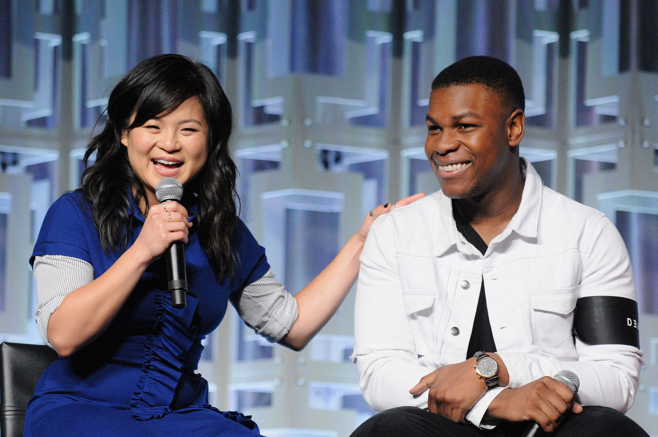 ORLANDO, FL - APRIL 14:  Kelly Marie Tran and John Boyega attend the STAR WARS: THE LAST JEDI PANEL during the 2017 STAR WARS CELEBRATION at Orange County Convention Center on April 14, 2017 in Orlando, Florida.  (Photo by Gerardo Mora/Getty Images for Disney) *** Local Caption *** Kelly Marie Tran, John Boyega