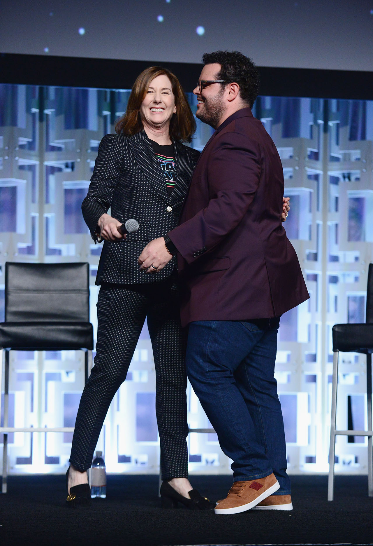 ORLANDO, FL - APRIL 14: Kathleen Kennedy and Josh Gad attend the STAR WARS: THE LAST JEDI PANEL during the 2017 STAR WARS CELEBRATION at Orange County Convention Center on April 14, 2017 in Orlando, Florida.  (Photo by Gerardo Mora/Getty Images for Disney) *** Local Caption *** Kathleen Kennedy;Josh Gad