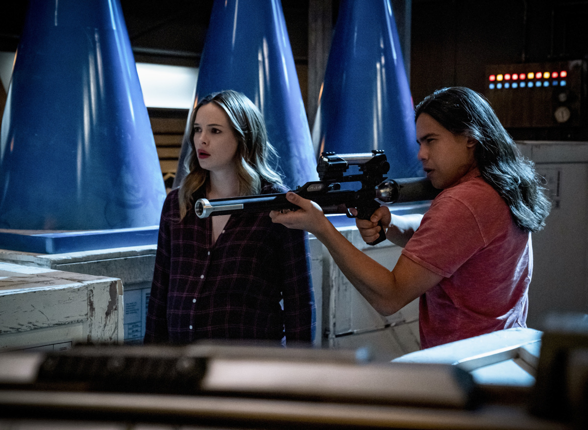 Danielle Panabaker as Killer Frost and Carlos Valdes as Cisco Ramon