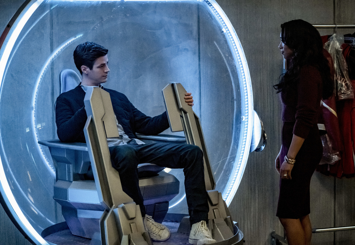 Grant Gustin as Barry Allen and Candice Patton as Iris West