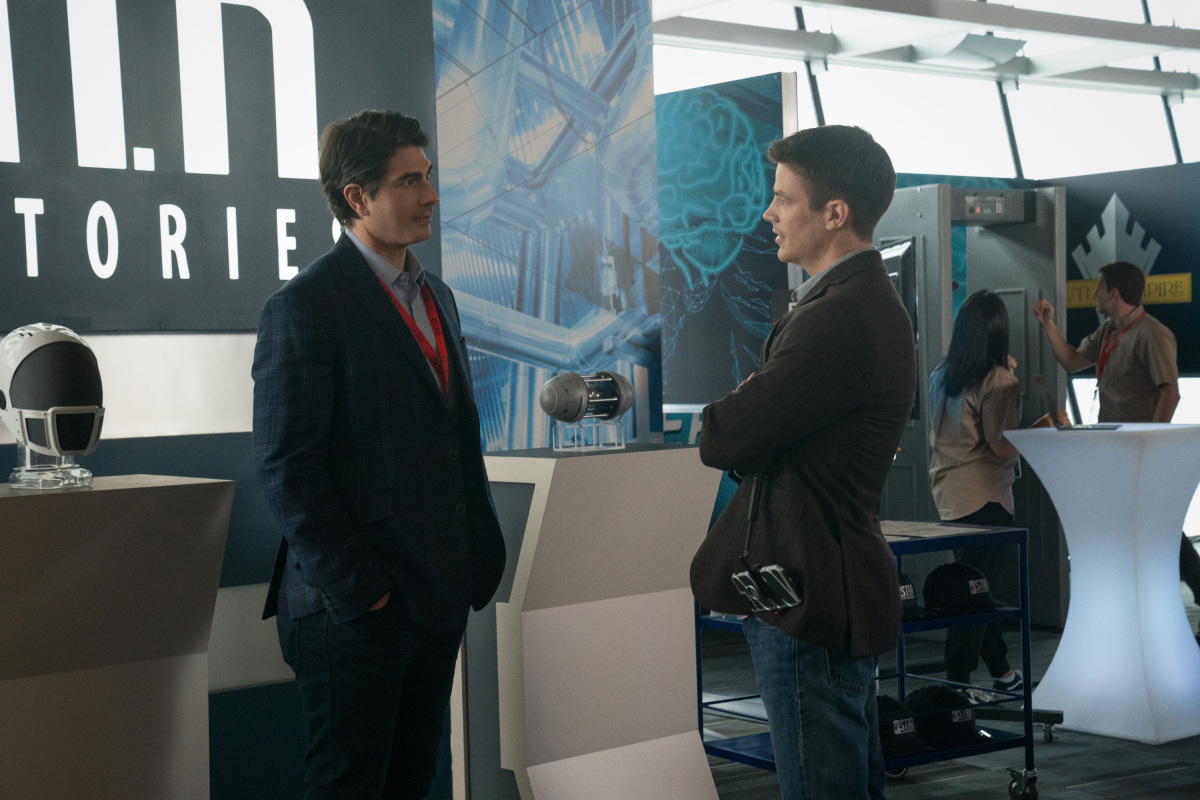 Brandon Routh as Dr. Ray Palmer and Grant Gustin as Barry Allen
