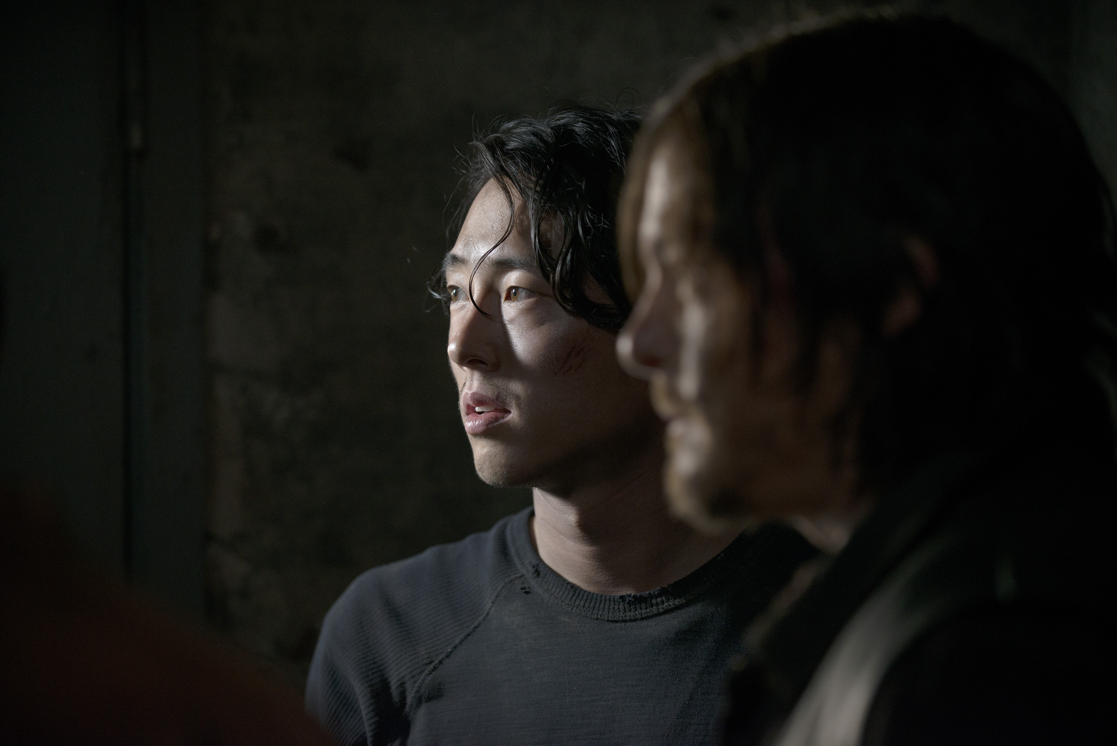 Steven Yeun as Glenn Rhee and Andrew Lincoln as Rick Grimes - The Walking Dead _ Season 5, Episode 1 - Photo Credit: Gene Page/AMC