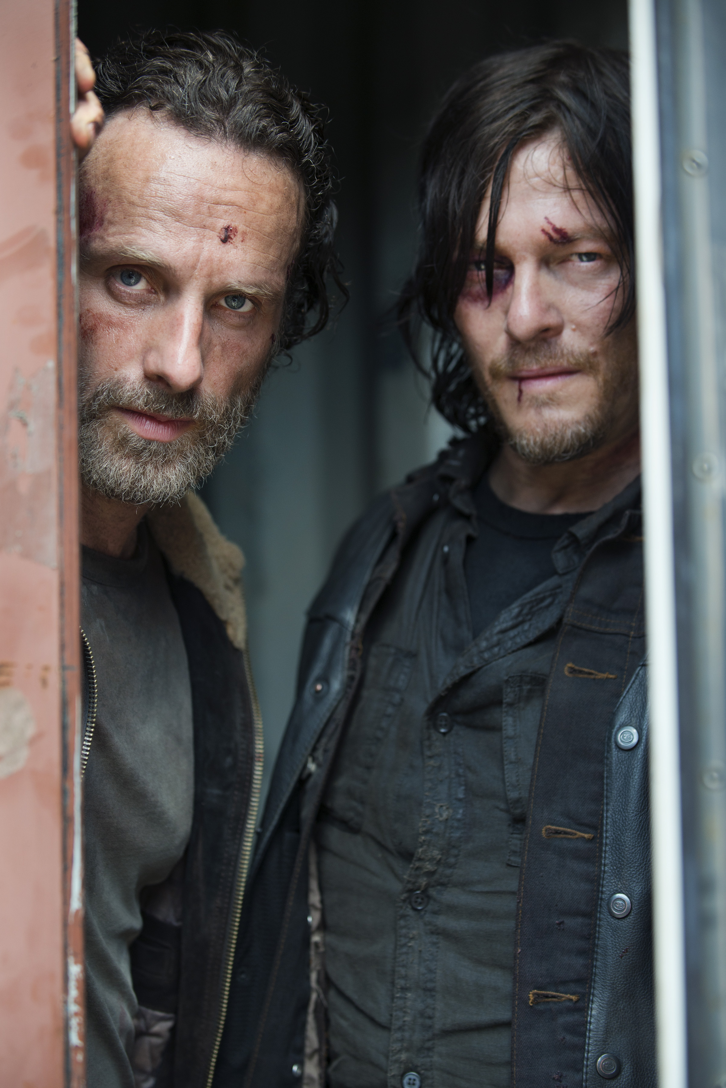 Andrew Lincoln as Rick Grimes and Norman Reedus as Daryl Dixon - The Walking Dead _ Season 5, Episode 1 - Photo Credit: Gene Page/AMC
